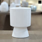 Oksana Ribbed Stoneware Vase with Tapered Pedestal Base