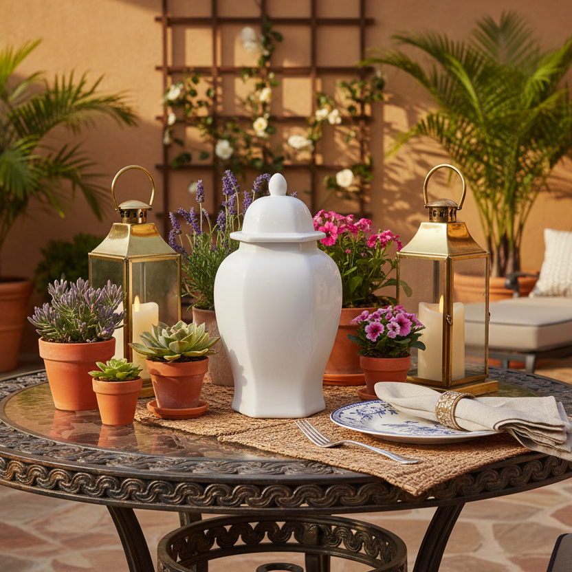 Biann Ceramic Chinoiserie Ginger Jar