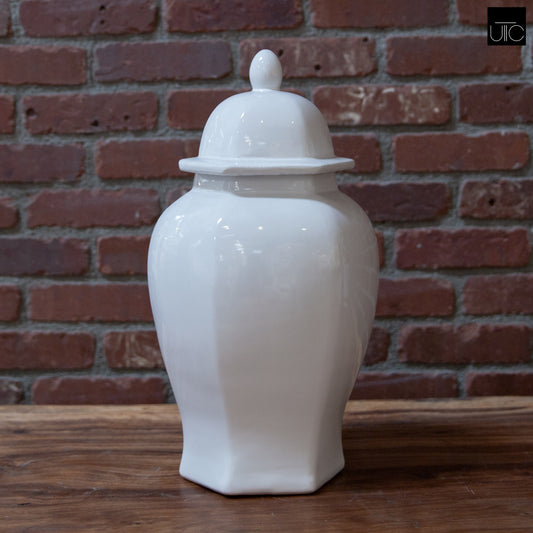 Ceramic Round Bellied Chinoiserie Ginger Temple Jar