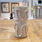 Ceramic Cylinder Vase Finish White And Beige