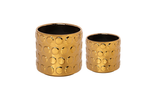 Ceramic Round Planter Set Of Two Gloss Finish Reactive