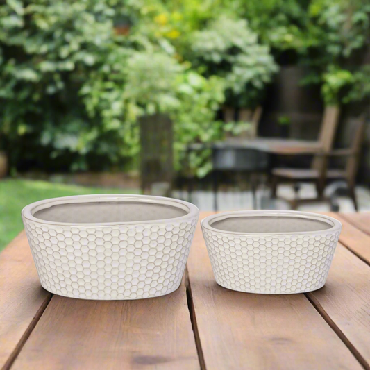 Halora Honeycomb Oval Planter Set (Set of 2)