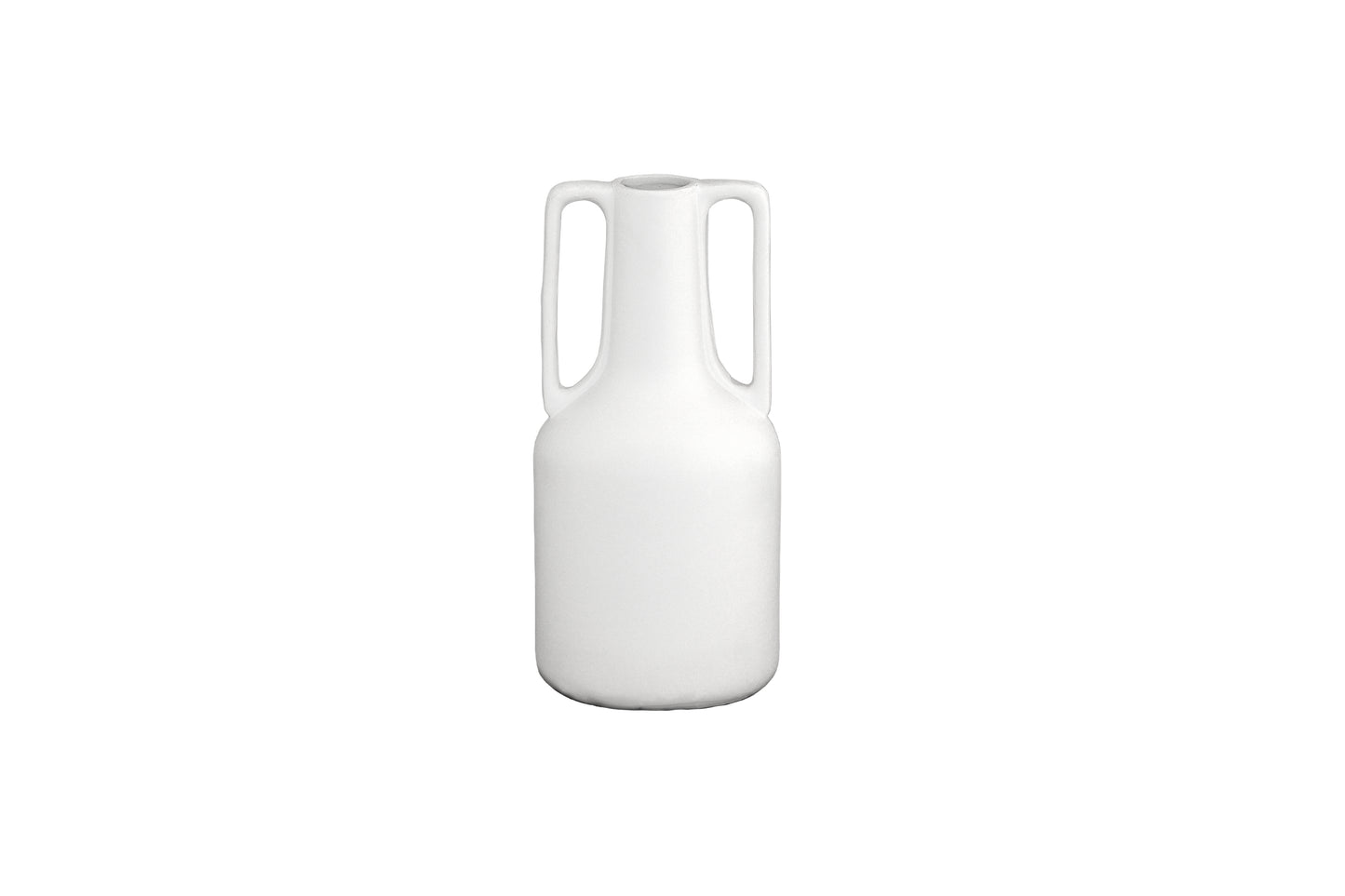 Ceramic Round Bottle Vase Matte Finish White-12.75"H