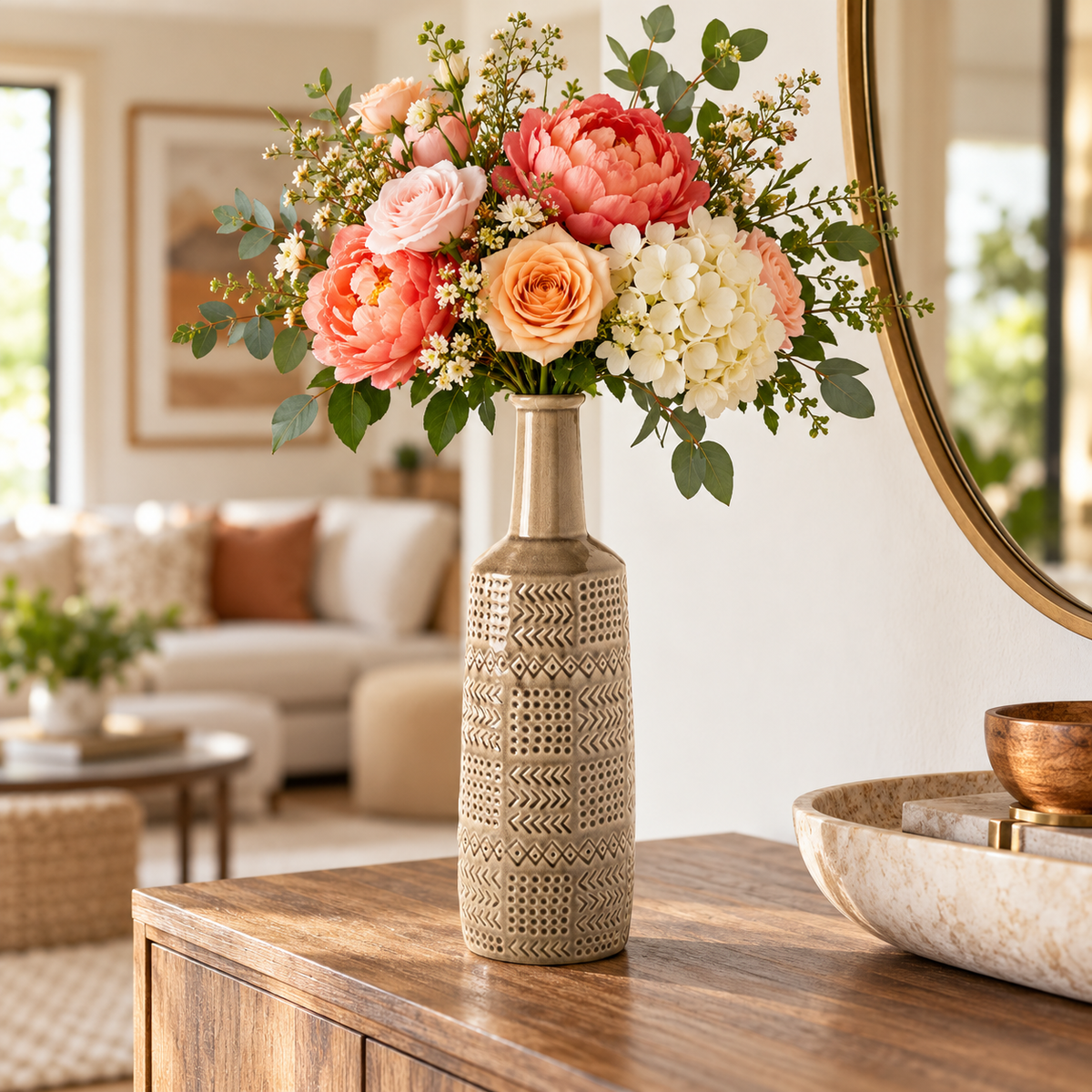 Zarien Layered Tribal Ceramic Vase
