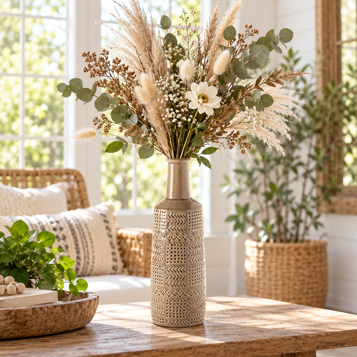 Zarien Layered Tribal Ceramic Vase
