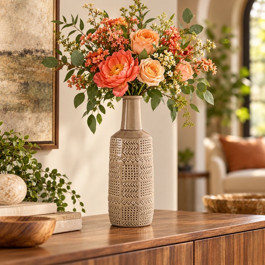 Zarien Layered Tribal Ceramic Vase