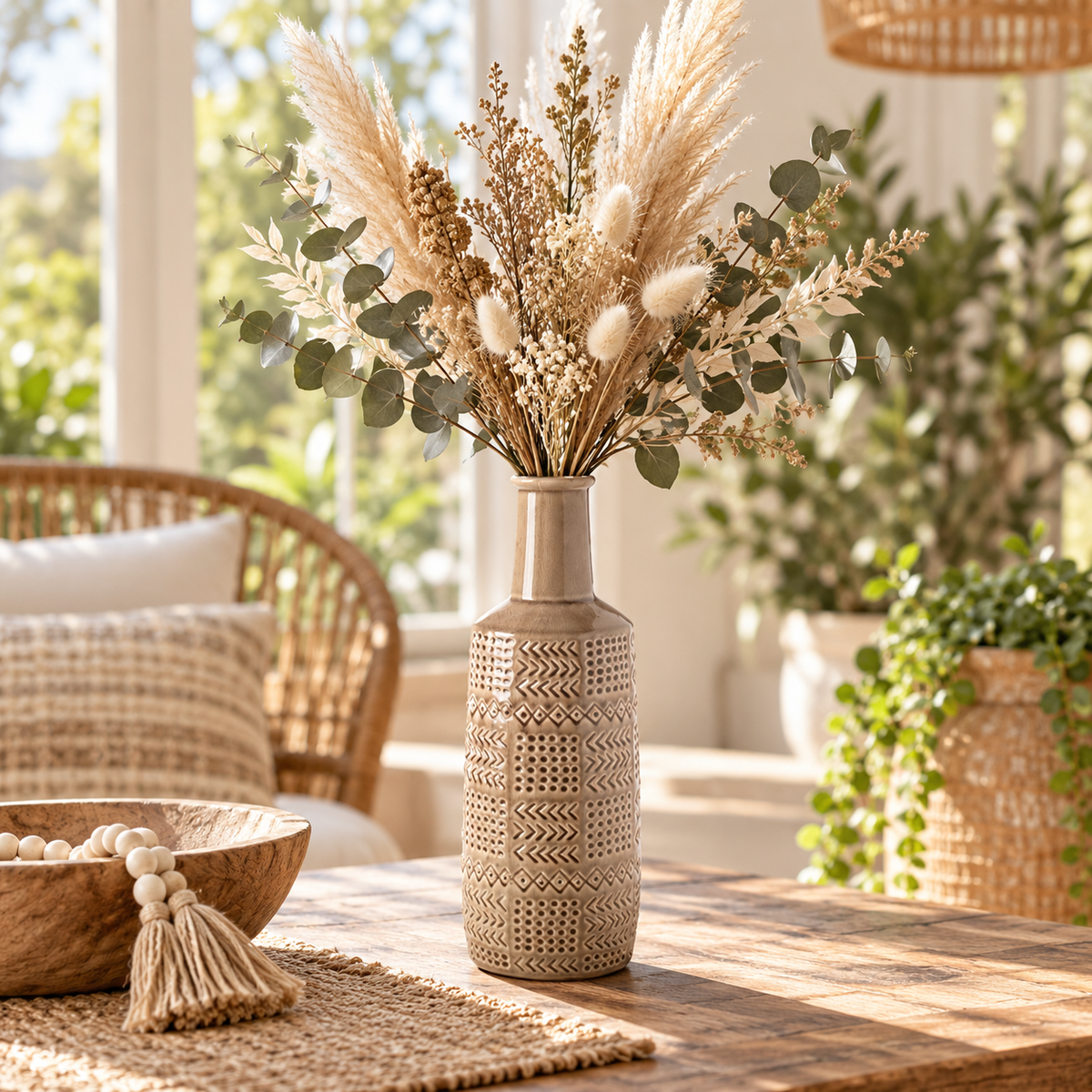 Zarien Layered Tribal Ceramic Vase