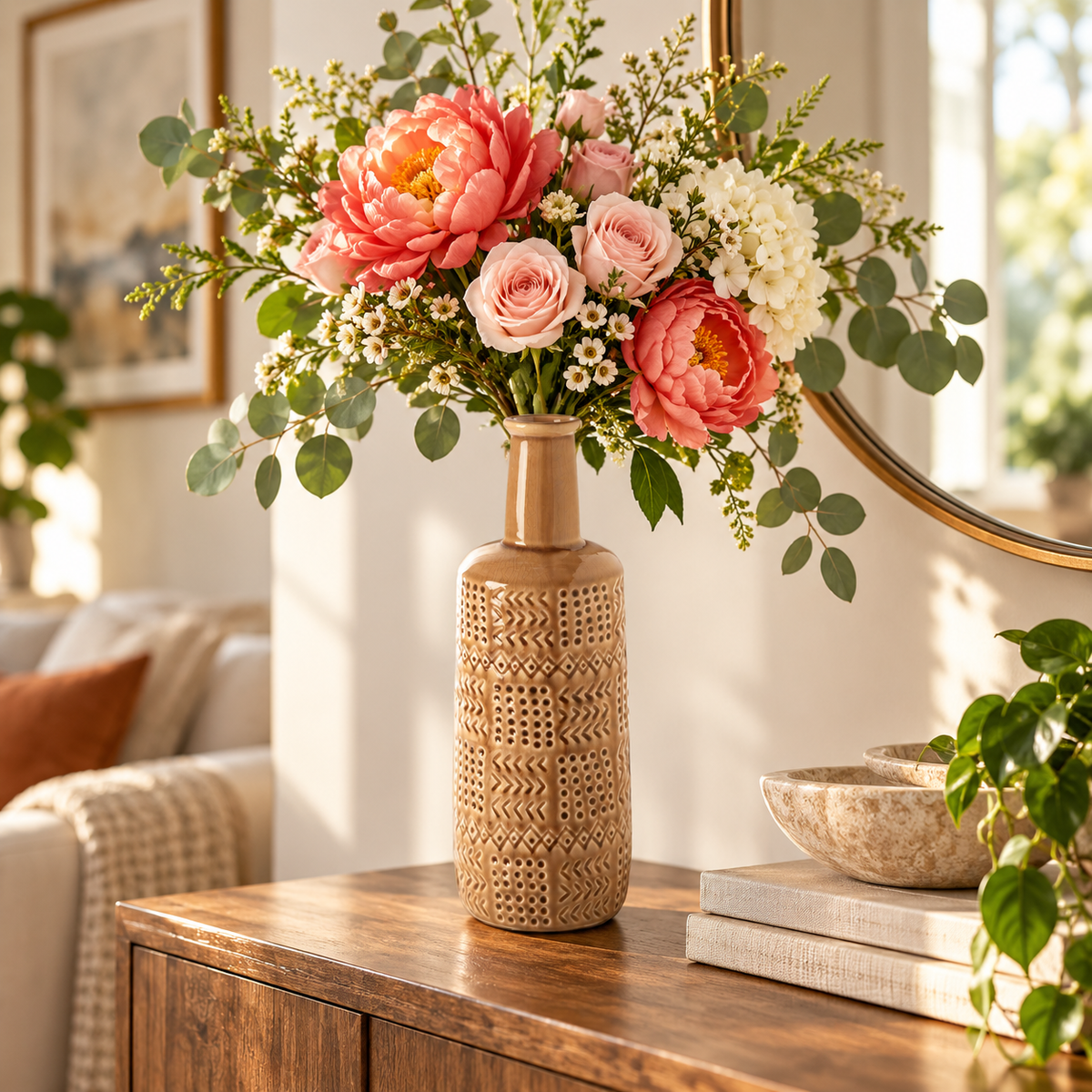 Zarien Layered Tribal Ceramic Vase
