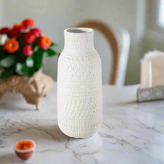 Nyla Ceramic Debossed Tribal Vase