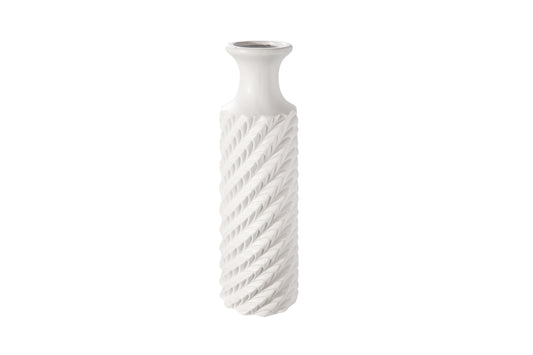 Ceramic Round Bottle Vase Matte Finish White