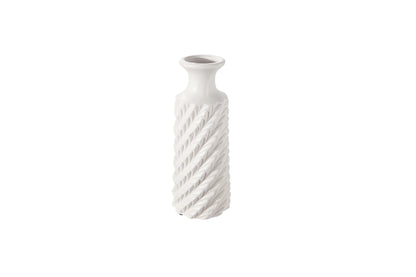 Ceramic Round Bottle Vase Matte Finish White