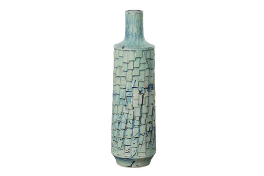 Ceramic Vase Gloss Finish Blue White..7.25"x7.25"x24.00"H