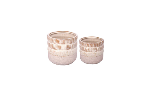 Ceramic Pot Set of Two White-6.50"H -94