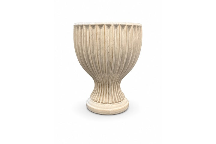 Elongated Hourglass Pedestal Ceramic Flower Pot
