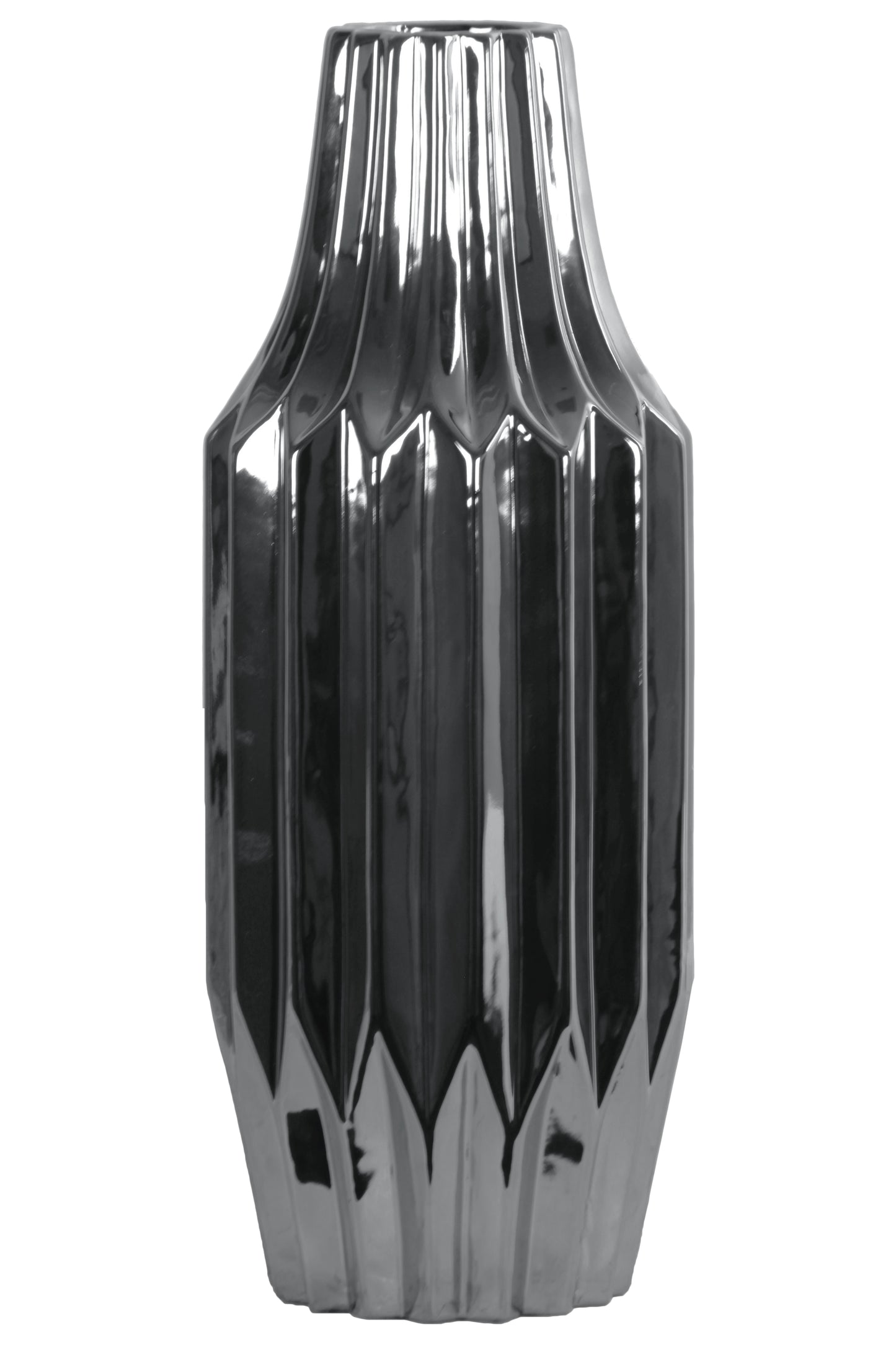Valea Round Chrome Finish Ceramic Vase