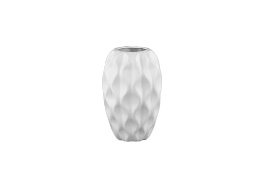 Ceramic Vase Matte Finish White 11.75"H -253