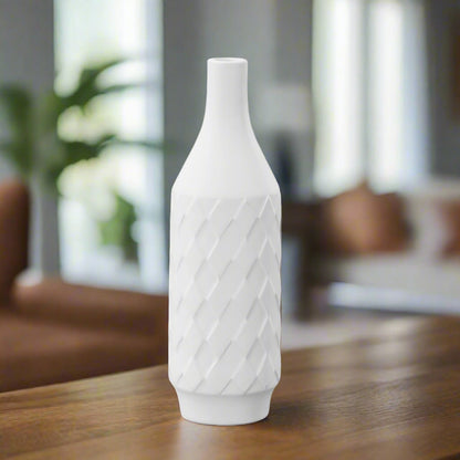 Fayne Embossed Diamond Ceramic Bottle Vase