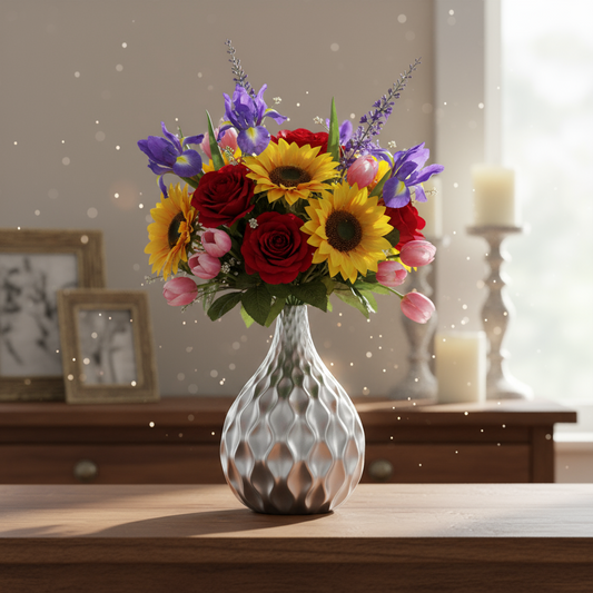 Maia Ceramic Embossed Wave Pattern Vase