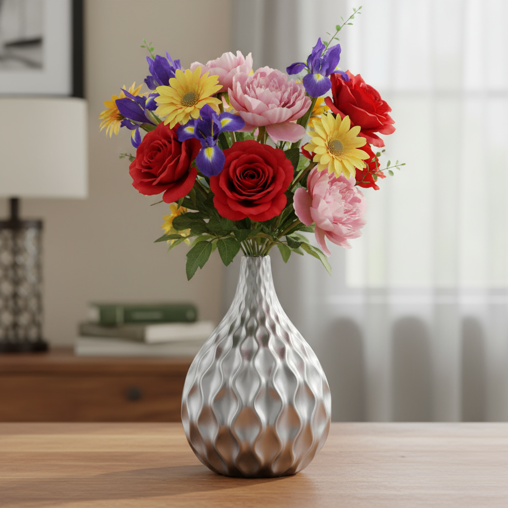 Maia Ceramic Embossed Wave Pattern Vase