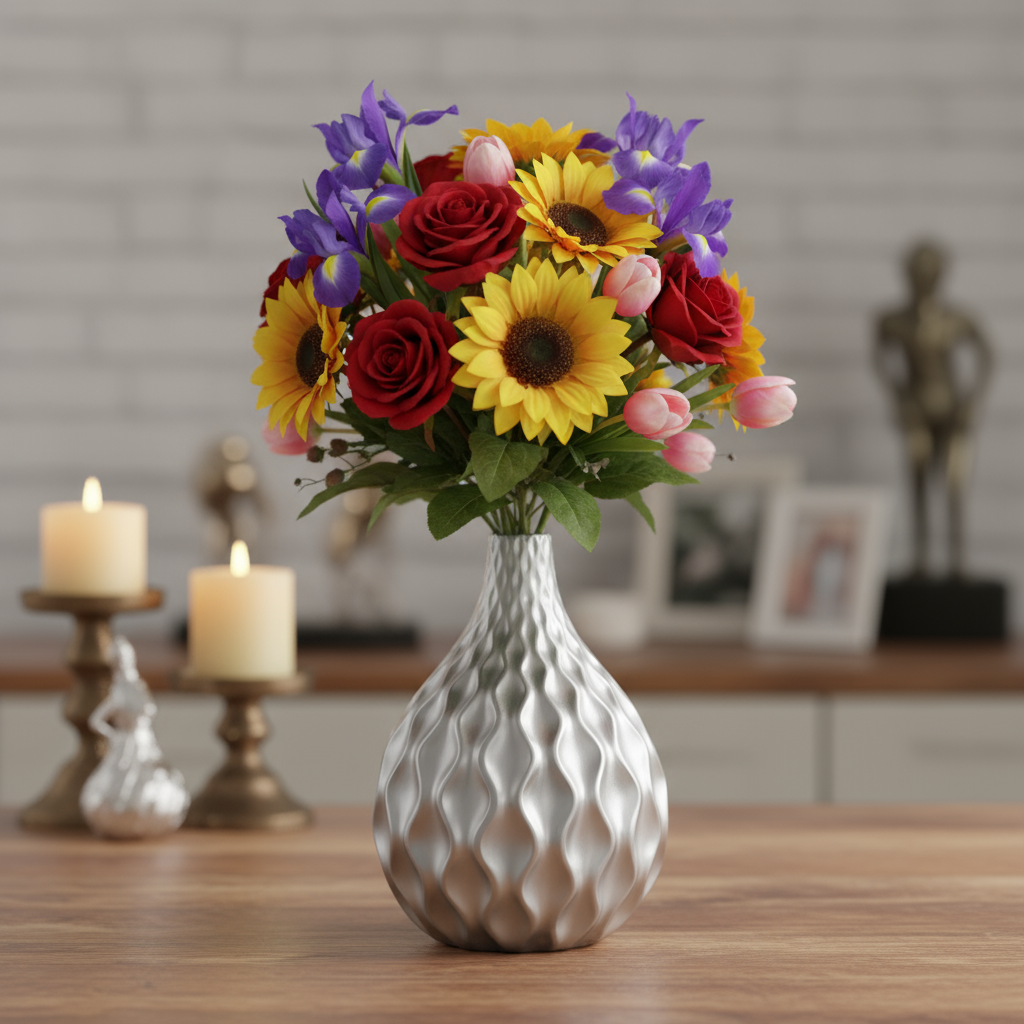 Maia Ceramic Embossed Wave Pattern Vase