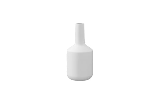 Ceramic Long Neck Bottle Vase Matte Finish White-12.25"H