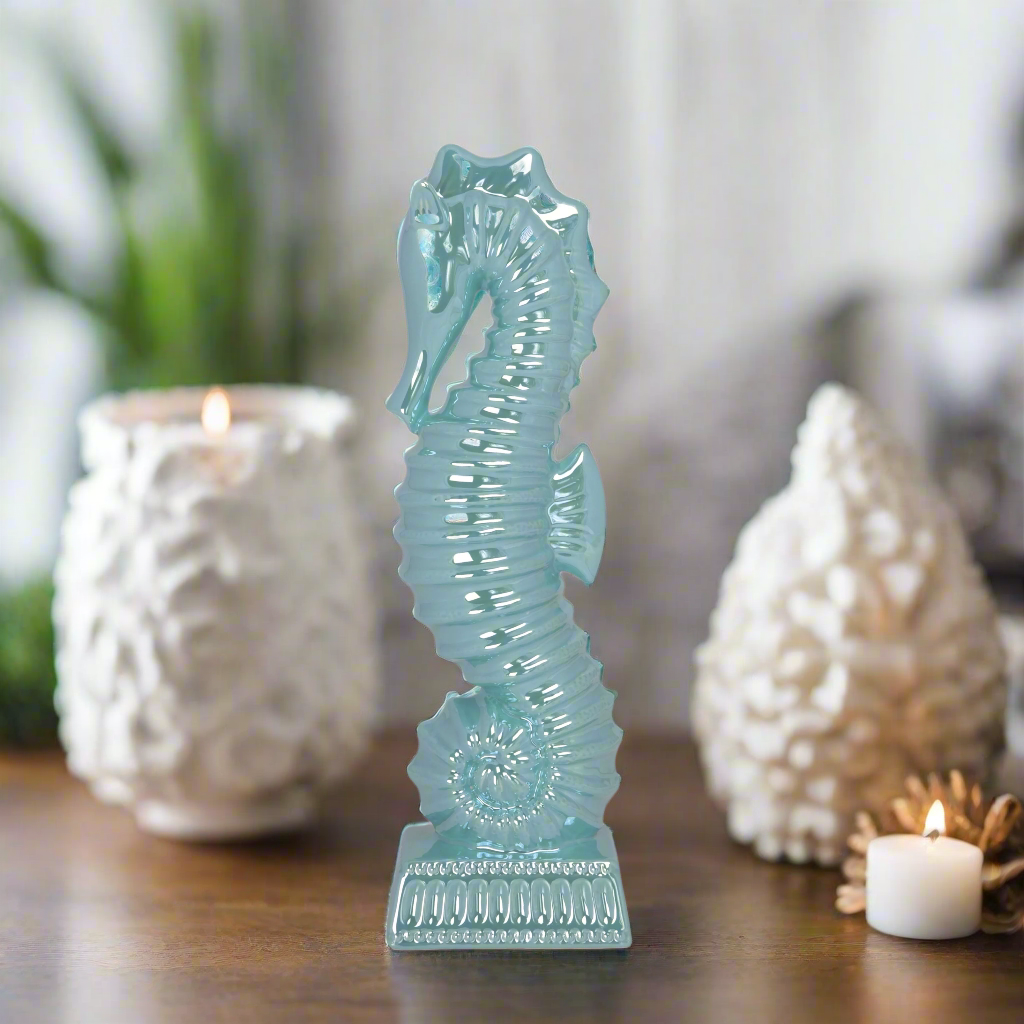 Azmara Blue Ceramic Seahorse Decor