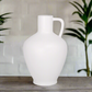 Solmere White Ceramic Vase with Handle