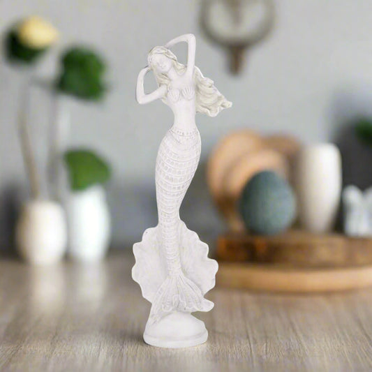 Thalurea Resin Mermaid Figurine in White