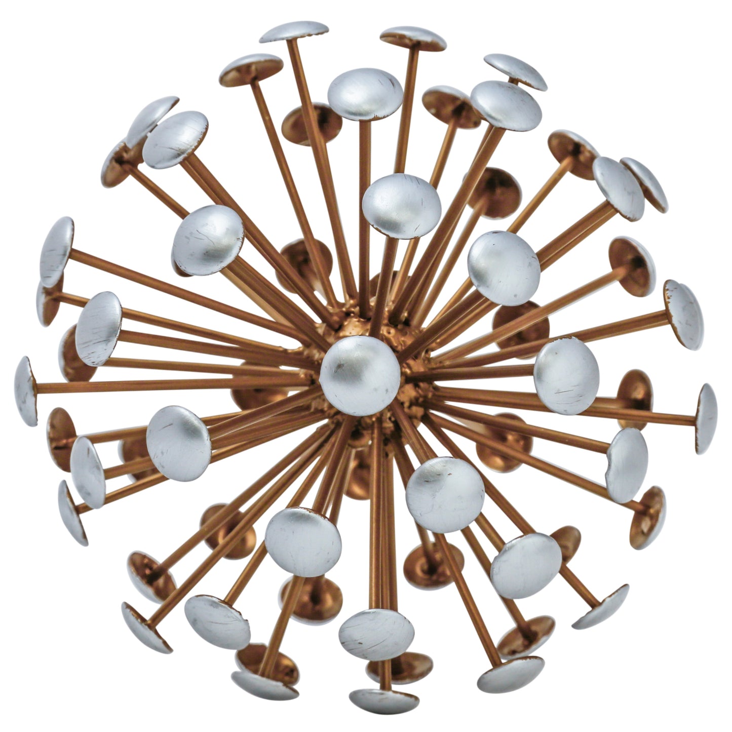 Metal Round Sea Urchin Ball Tarnished Finish Gold-6.00"H
