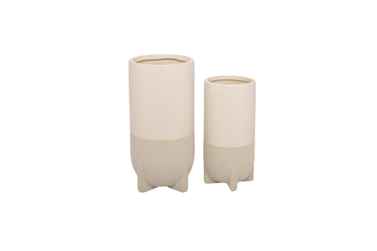 Ceramic Vase Set of Two White-12.00"H