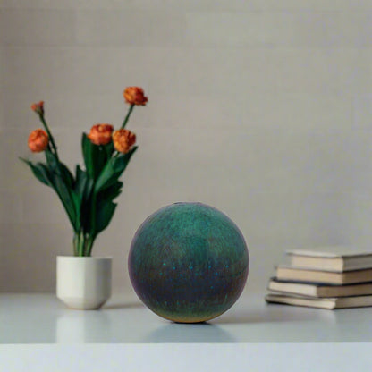 Greenish-blue sphere on a white background