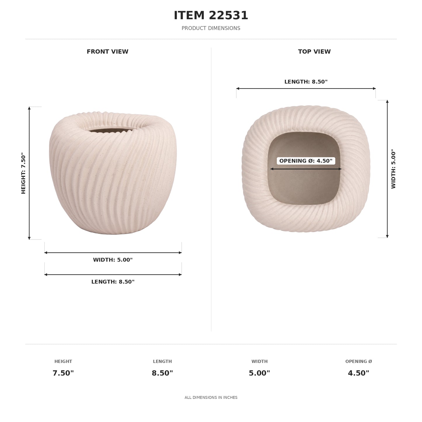 Rhett Rippled Ceramic Planter