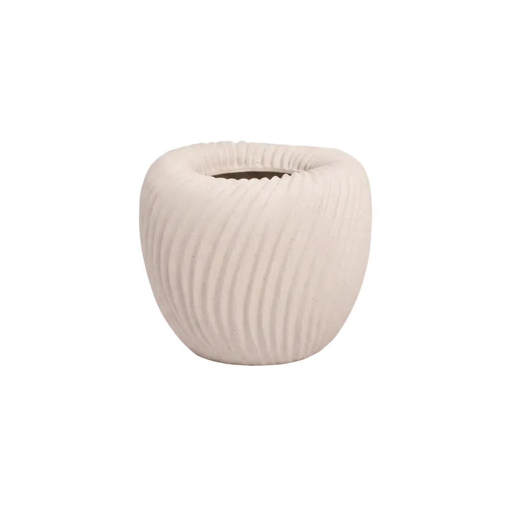 Rhett Rippled Off-White Ceramic Planter