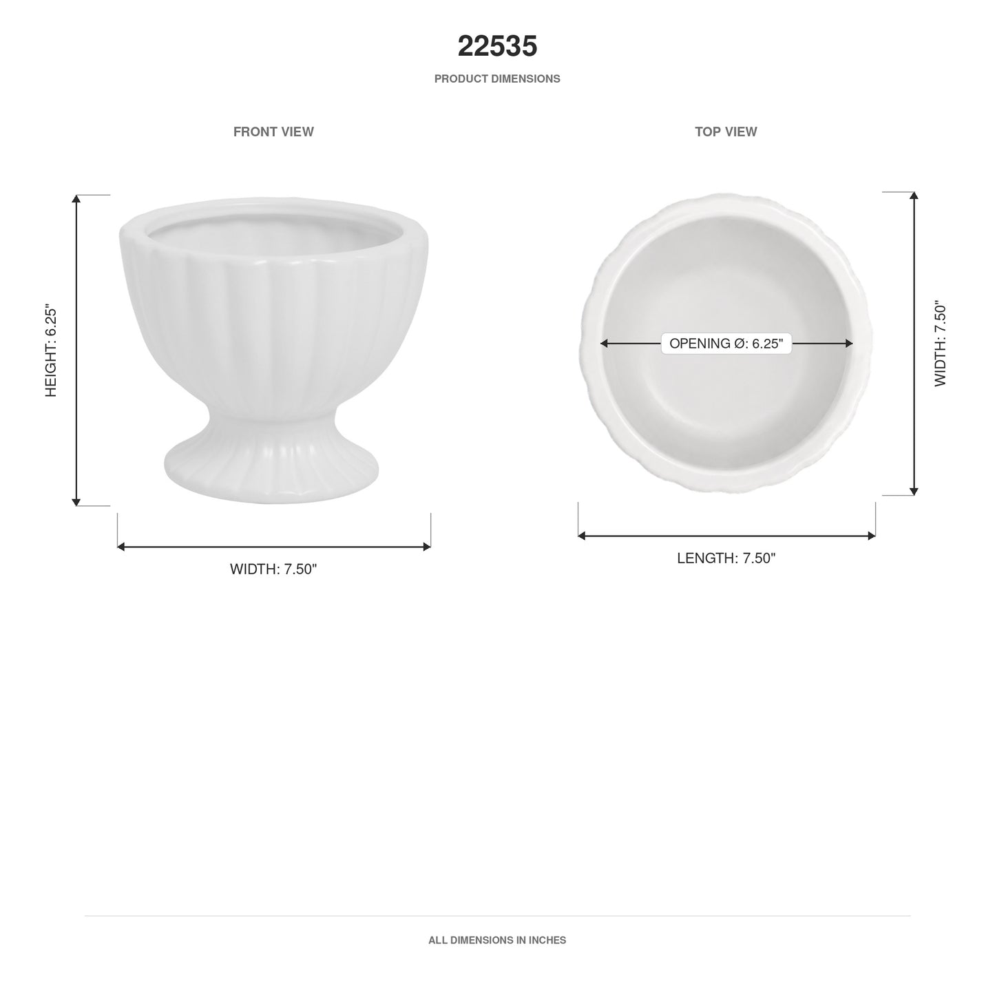 Grellen Rippled Off-White Compote Planters