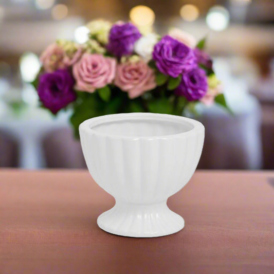 Grellen Rippled Off-White Compote Planters
