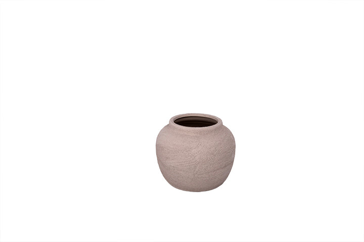 Ceramic Round Vase Body Vase Textured Matte Finish Beige Brown