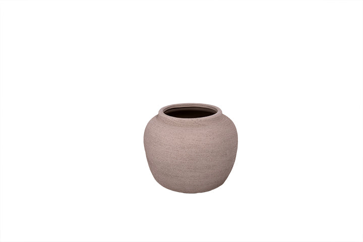 Ceramic Round Vase Body Vase Textured Matte Finish Beige Brown