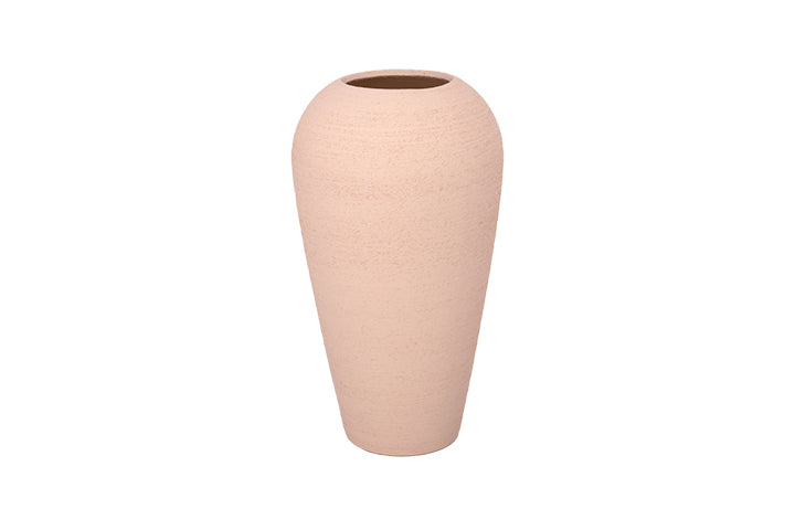 Earthy Tapered Ceramic Urn Vase Minimalist Ovoid Shape Light Brown
