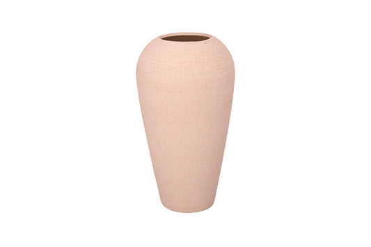 Earthy Tapered Ceramic Urn Vase Minimalist Ovoid Shape Light Brown