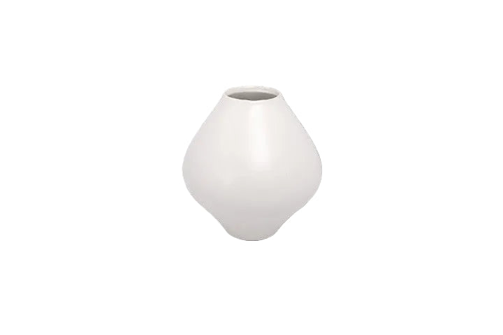 Diamond Shaped Ceramic Vase With Narrow Mouth Glossy White