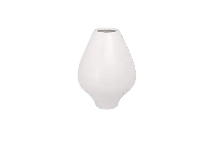 Diamond Shaped Ceramic Vase With Narrow Mouth Glossy White