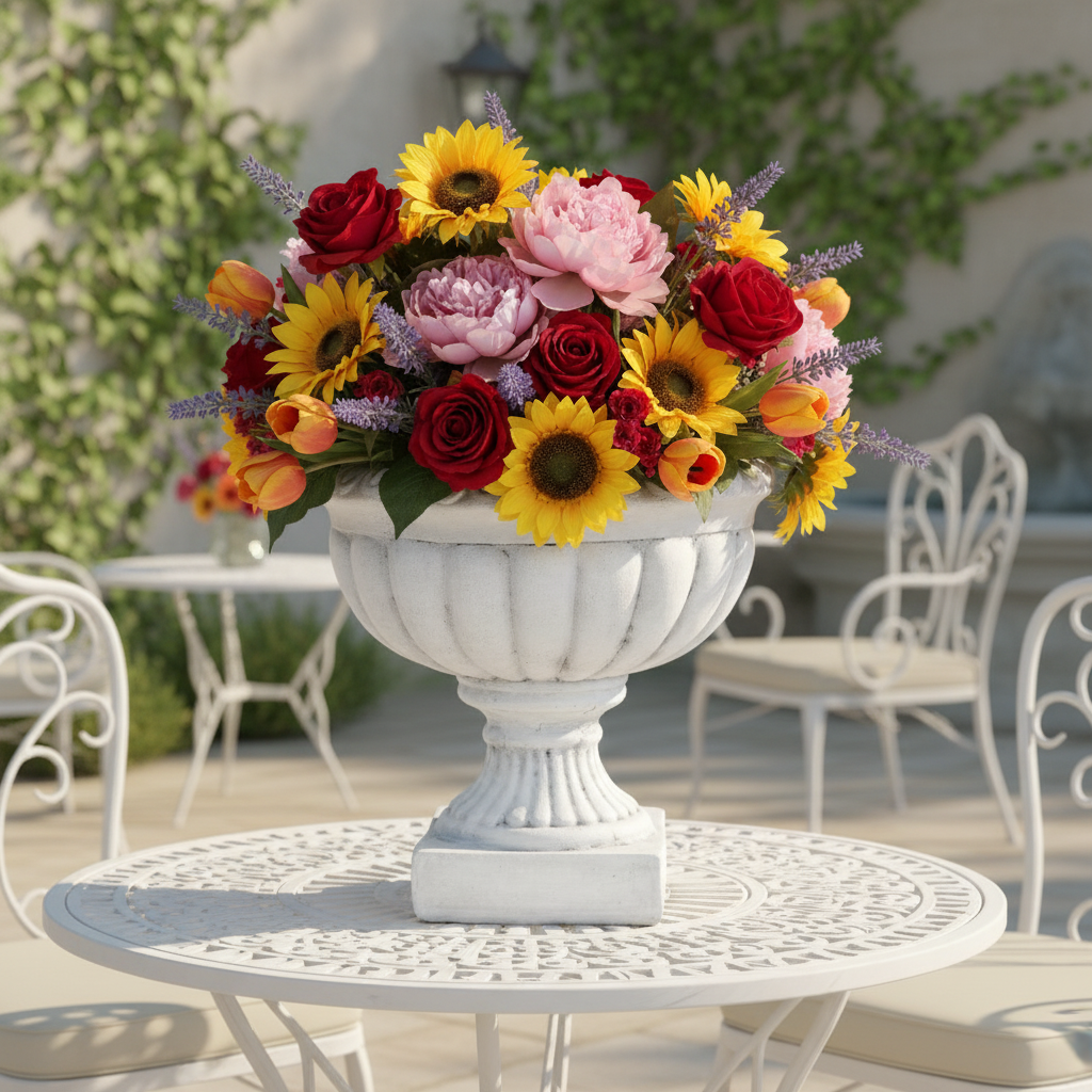 Zale Classic Fluted Garden Urn Planter with Pedestal