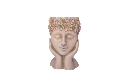 Polyresin Girl with Garland Planter Antique