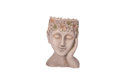 Polyresin Girl with Garland Planter Antique