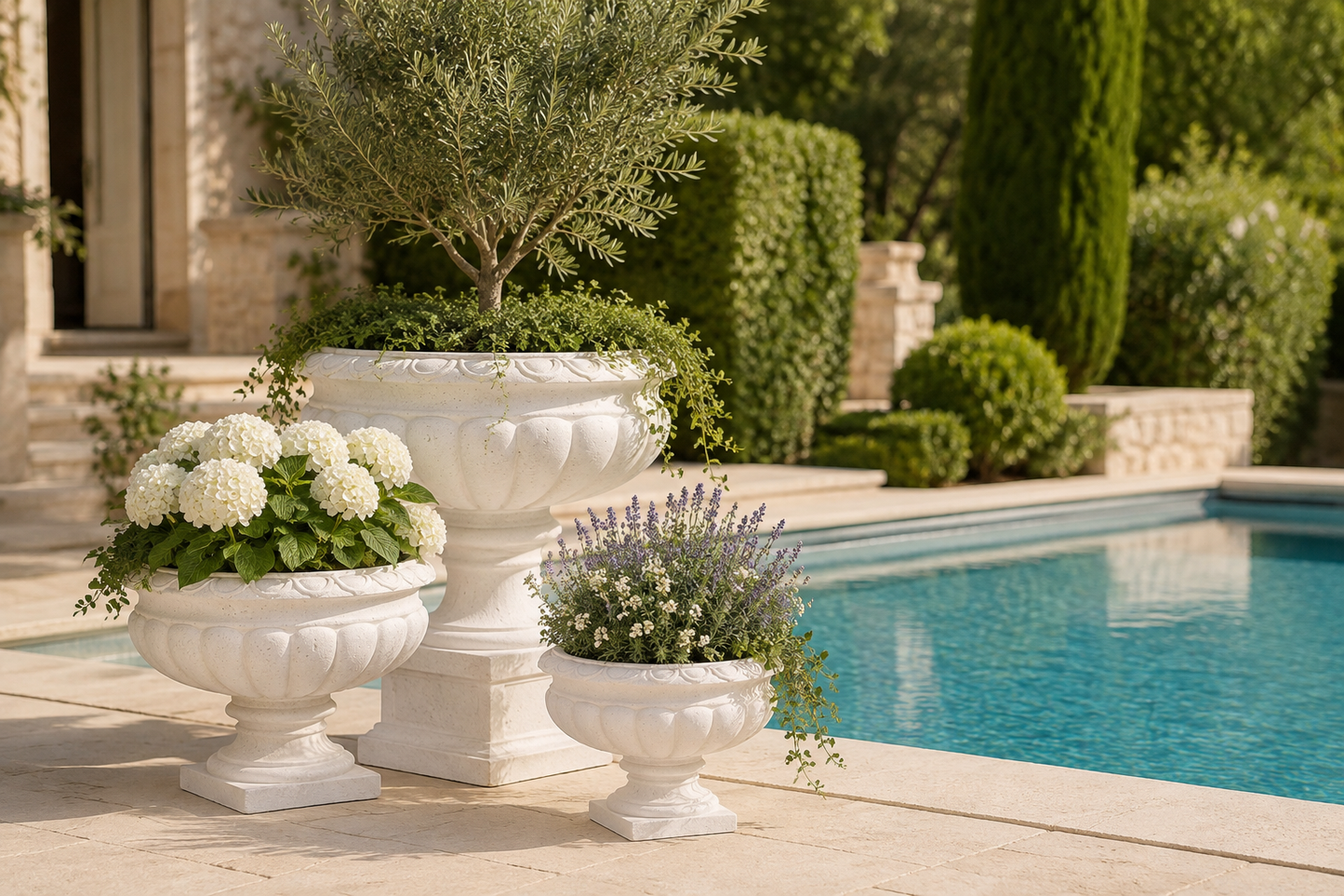 Niomie Cement Low Classic Urn Vase with Tapered Bottom