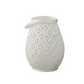 White decorative lantern with lace-like pattern on a white background
