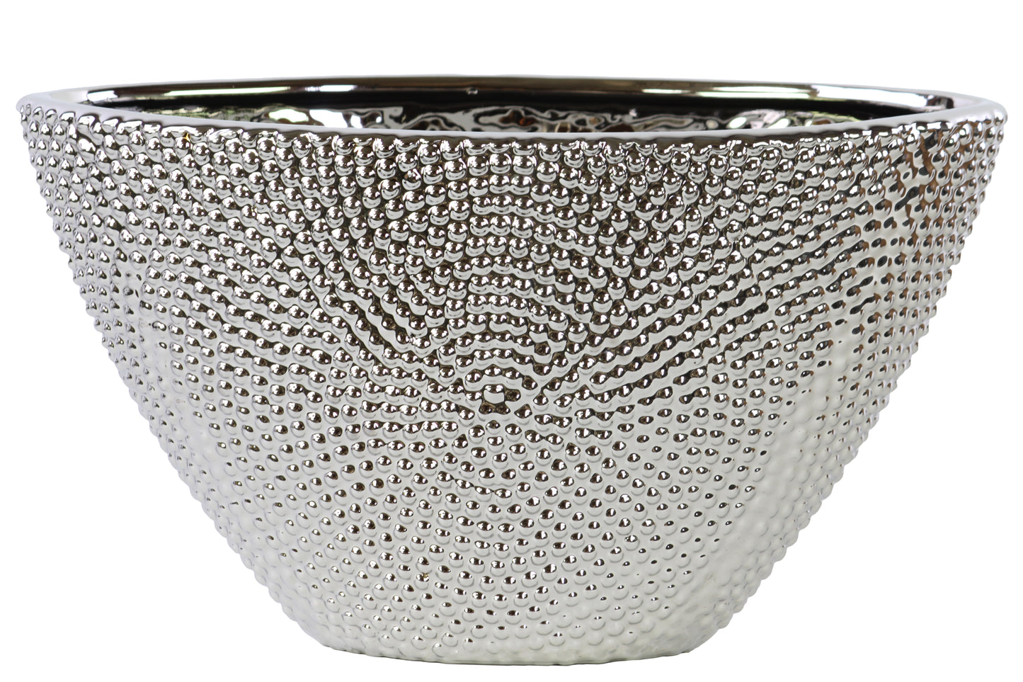 Ceramic  Elliptical Vase Chrome Finish