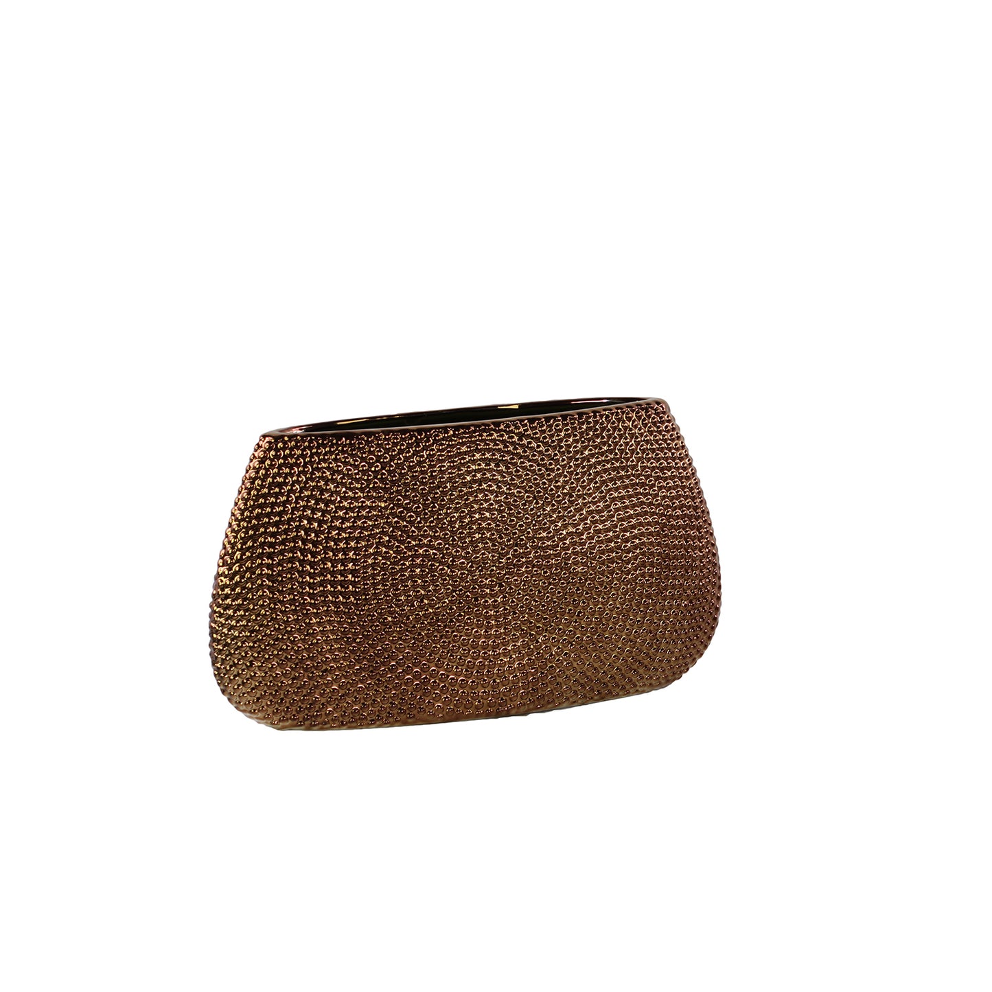 Bronze clutch bag on a white background