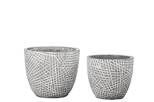Cement Round Pot Washed Concrete Finish Gray-5.00"H -50