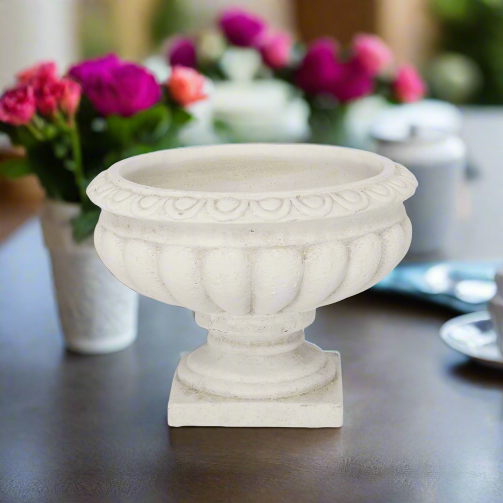 Niomie Cement Low Classic Urn Vase with Tapered Bottom